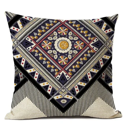 Colorful Abstract Ethnic Floral Classical Mandalas Pattern Prints Vintage Patchwork Retro Geometric Cushion Cover Pillow Case - Color: 6