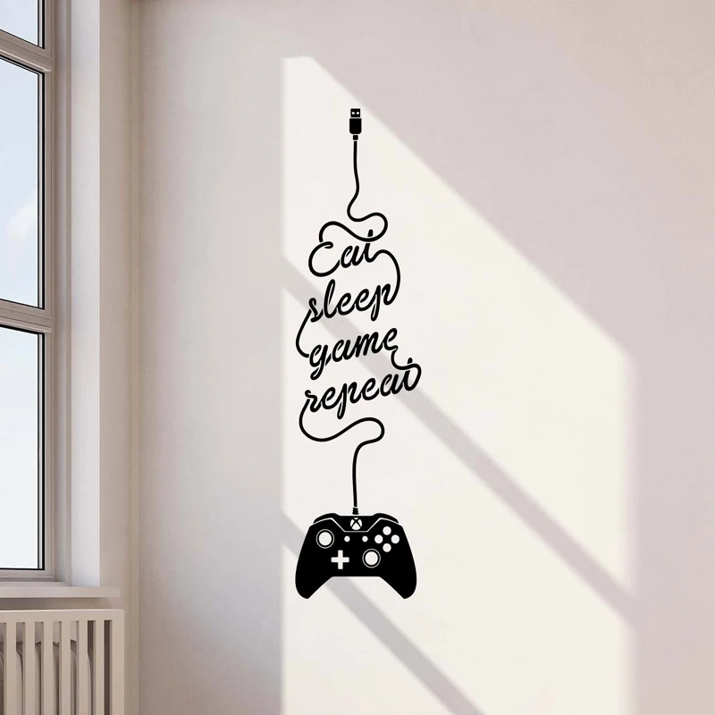 Eat Sleep игры повторяют наклейки на стену геймпад стена игровой комнаты Настенный