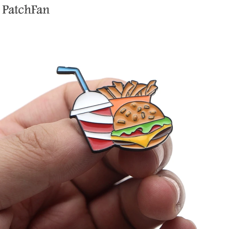 Patchfan гамбургер фишки напитки эмаль цинка булавка трендовая медаль para рюкзак рубашка одежда сумка броши значки для мужчин женщин A1823