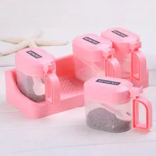 Пластиковая прозрачная PS банка для специй набор кухонная коробка для приправ сахара емкость для перца приправа горшок конфеты банки для специй коробка для бутылок