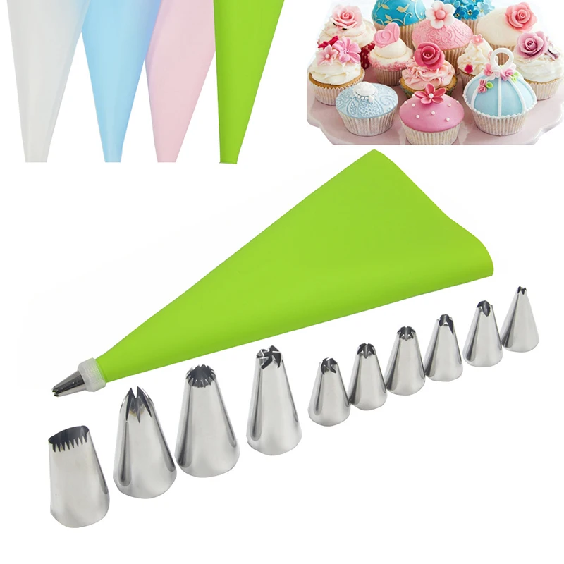 

12Pcs Confectionery Nozzles for Cream Confectionery Bag Inventory Stainless Steel Nozzle Tips Baking Tools for Cake Decorating