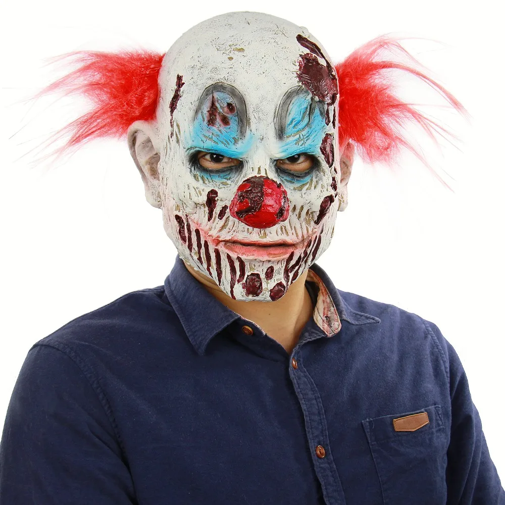 Foam Latex One Size Scary Clown Mask With Hair Adult Costume Accessory