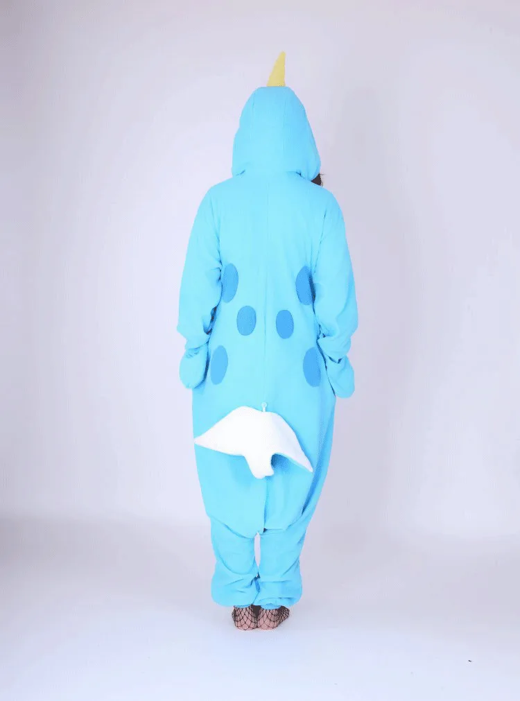 Blue Whale Animal Cosplay Costume Adult Onesie for Women Men Cartoon Halloween Pajamas Warm Pyjama Kawaii Jumpsuit Sleepwear