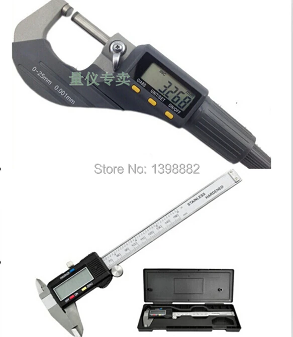 DIGITAL ELECTRONIC MICROMETER + CALIPER SET MACHINIST INSPECTION TOOL