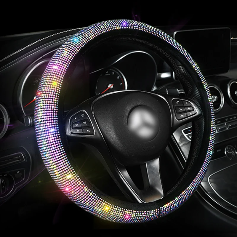 

Luxury Diamond Crystal Car Steering Wheel Covers Universal Bling Bling Rhinestone Steering Wheel Cover for Girls Car Accessories