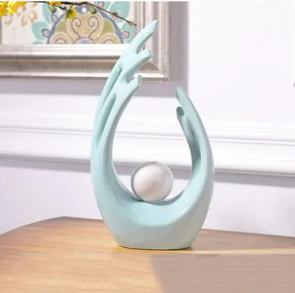 Modern Simple Desktop Ceramic Figurines Decor Home Furnishing Crafts Decoration Creative Home Livingroom White Green Accessories - Цвет: style1--L