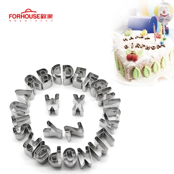 

26 pcs/set Stainless Steel Cookies Mould Letter Shape Cake Mold Cutter Decorating Stencil Sugar Baking Fondant Moulds Cake Tools