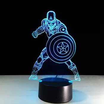 

Marvel Civil War Captain America 7 Color Changing Light 3D Illusion Bulbing Lamp Halloween Christmas Kids Gift Bedside Lamp
