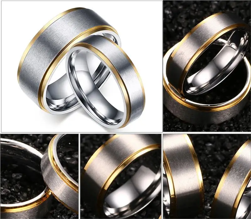 Зорквенс золото-цвет нержавеющей стали его и ее обещание кольцо пара обручальные кольца для женщин и мужчин