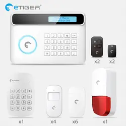 Etiger S4 2018 новый дизайн PSTN GSM Автодозвон Главная охранной сигнализации Системы + приложение для iOS/Android App Сенсор охранной сигнализации Системы