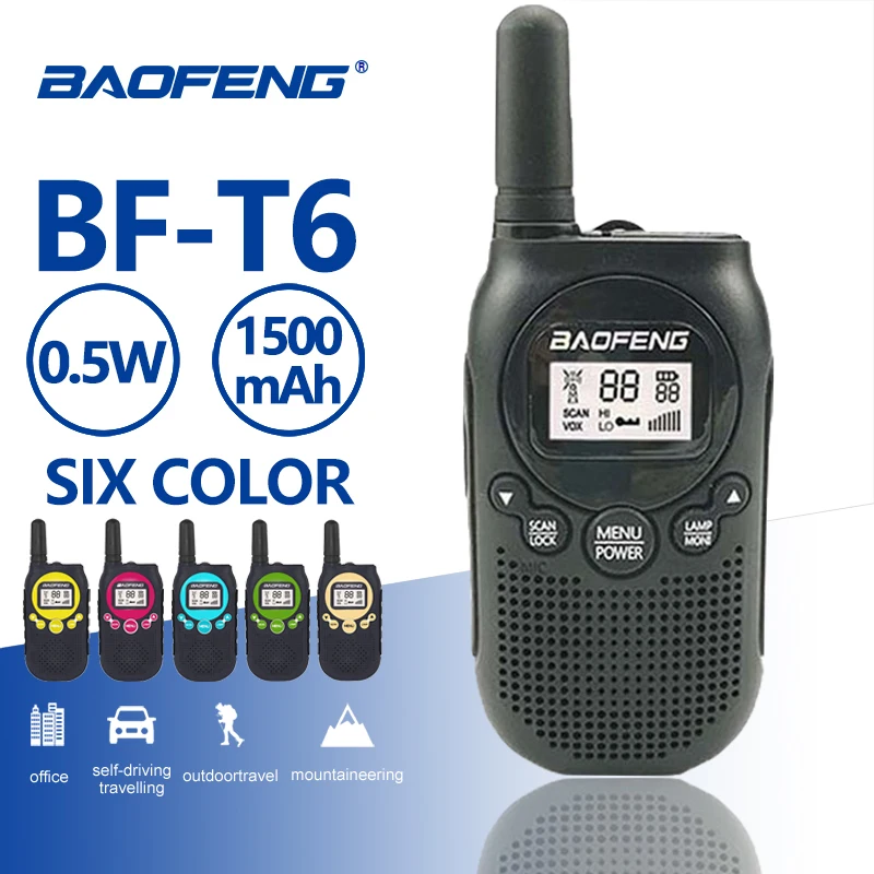 

2018 New Baofeng T6 Mini Walkie Talkie 0.5w FRS PMR Handheld Two Way Radio Kids Toy Interphone Ham Radio Comunicador Transceiver