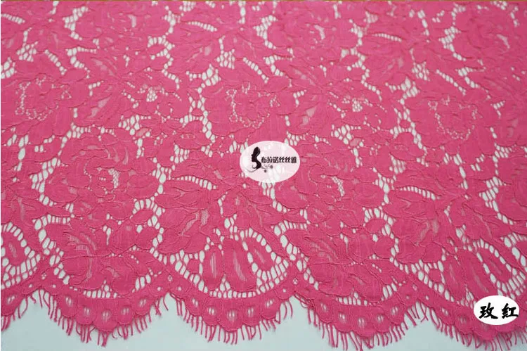 Качественная автомобильная кружевная ткань с вырезами для ресниц, цельная ткань для платья, ручная работа, ширина 150 см, 1,5 мс/лот - Цвет: Rose