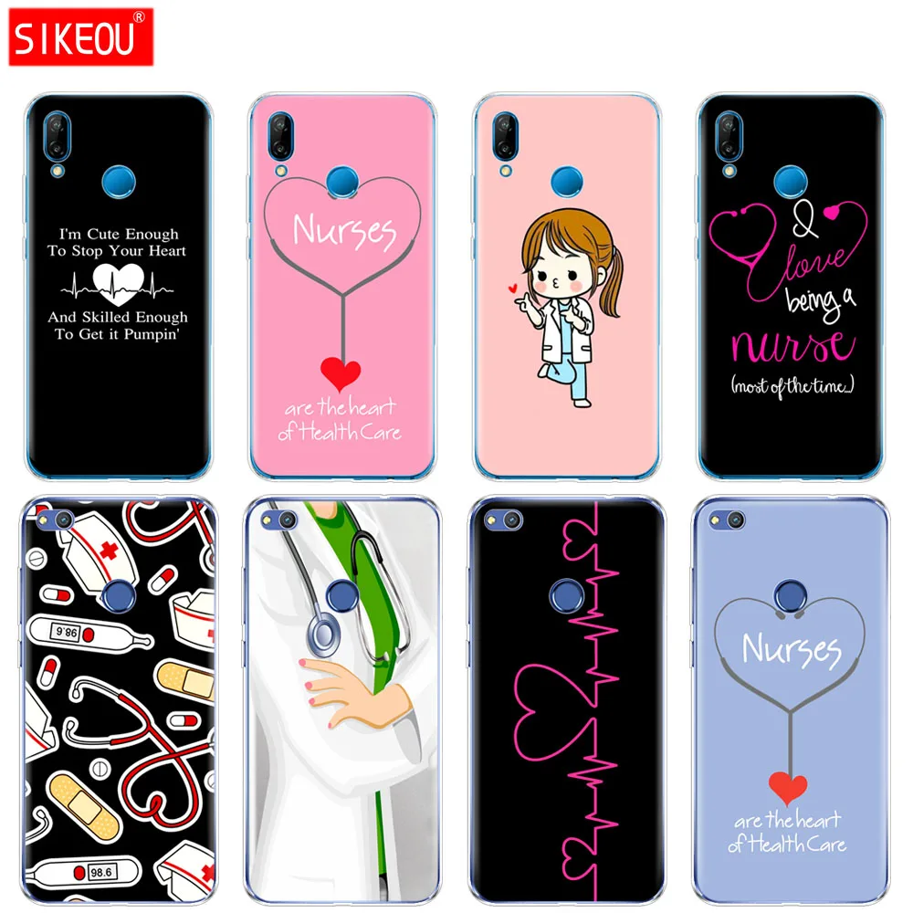 

Silicone Cover Phone Case For Huawei P20 P7 P8 P9 P10 Lite Plus Pro 2017 p smart Nurse Medical Medicine Health Heart Stethoscope