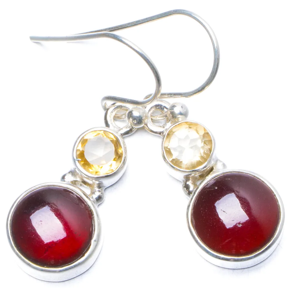 

Natural Amethyst and Citrine Handmade Unique 925 Sterling Silver Earrings 1" Y0613