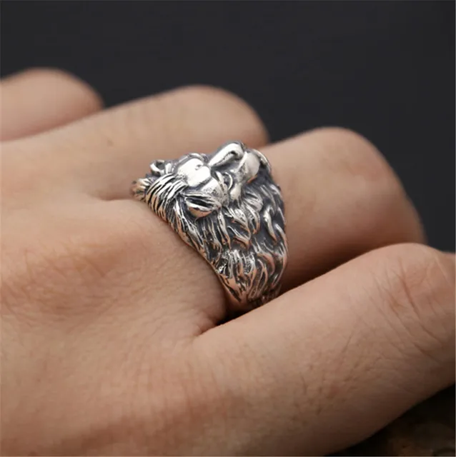 Bague lion argent biker