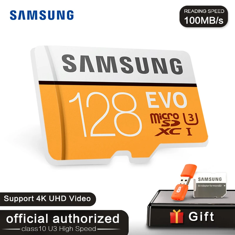 

SAMSUNG Micro sd Card 128GB Memory Card MicroSD Card SD/TF Mini Flash for Phone carte memoire U3 4K EVO Plus