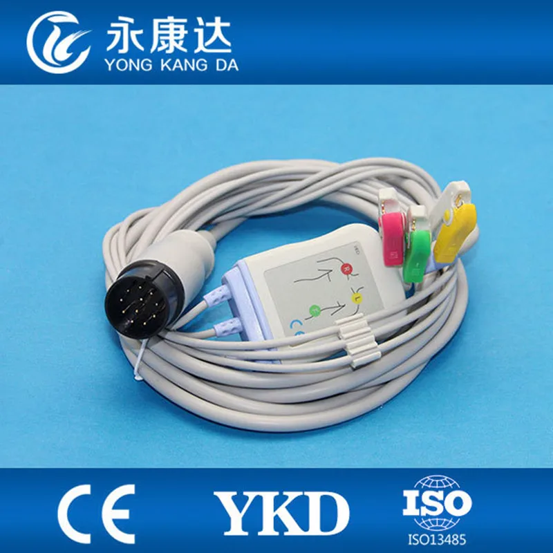 3шт./упак. Nihon Kohden 11pin цельный кабель для пациента ЭКГ 3-проводной зажим IEC CE &amp ISO13485