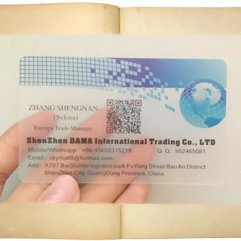 

Personalized 200pcs/one Design 90*54mm Wholesale Custom Printing Transparent Plastic Business PVC ID Cards
