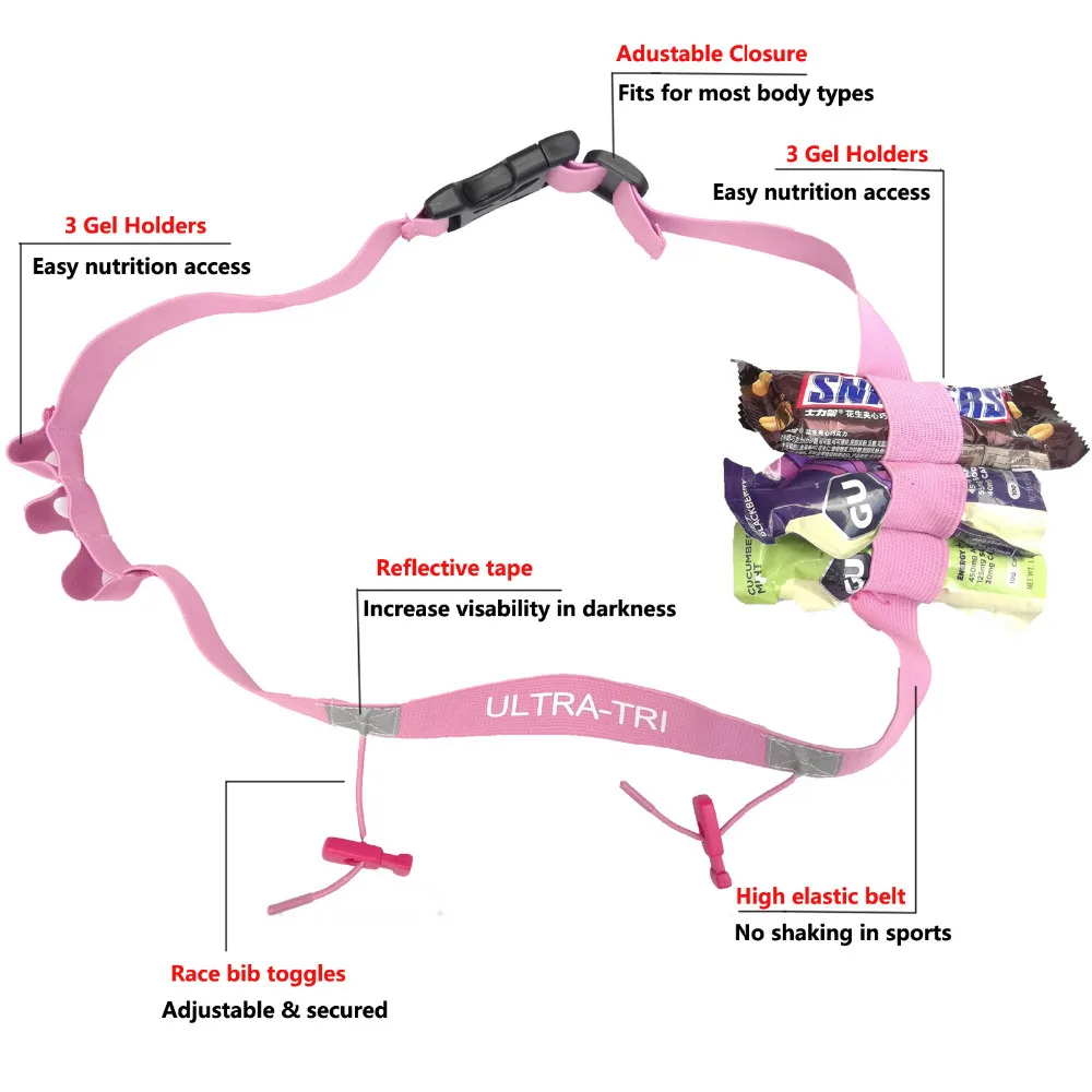 ULTRA-TRI Marathon Race Number Belt Triathlon Running Racing Elastic Waist Belly Band Outdoor Sports for Waist 75cm - 110cm 4