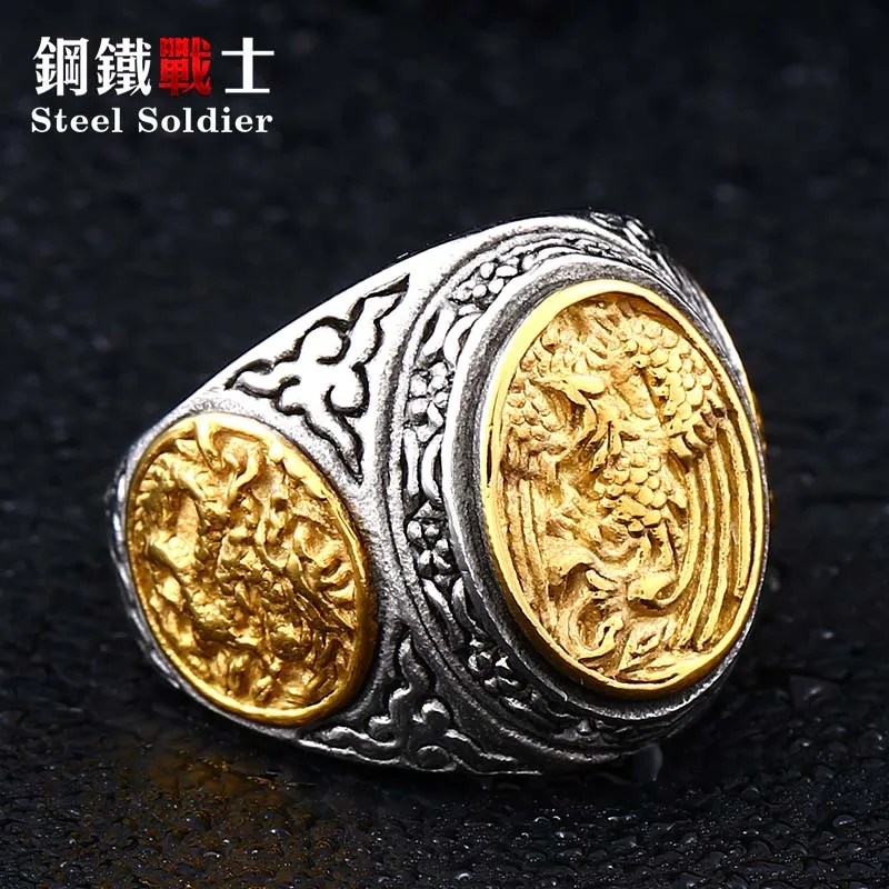 

steel soldier dragon and phoenix stainless steel ring fashion ring men new arrival fashion and unqiue men jewelry
