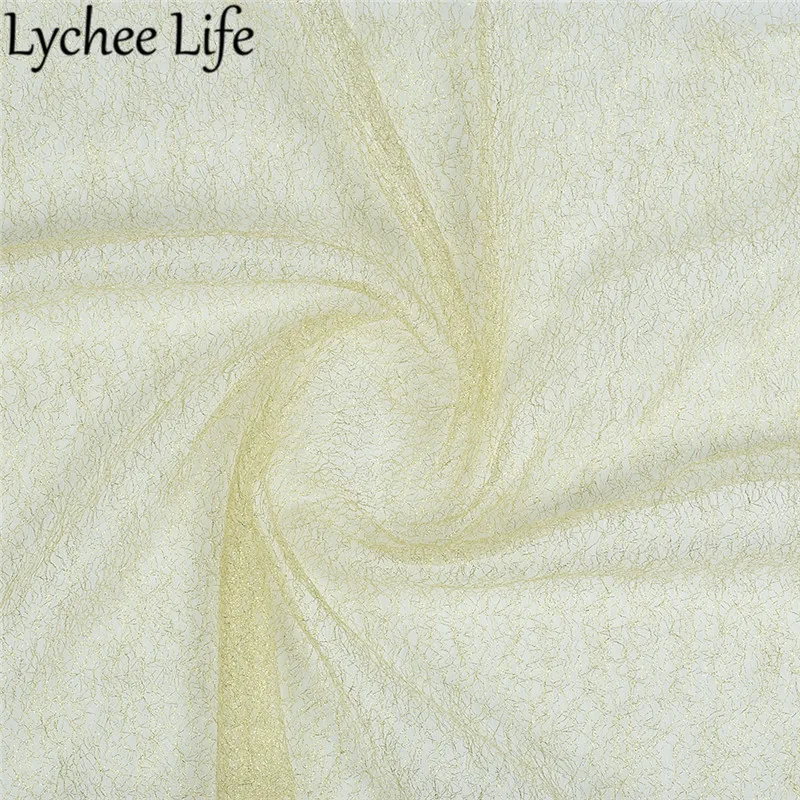 Lychee Life Золотая серебряная Кружевная Сетка Тюлевая ткань 100x160 см сетчатая сделай
