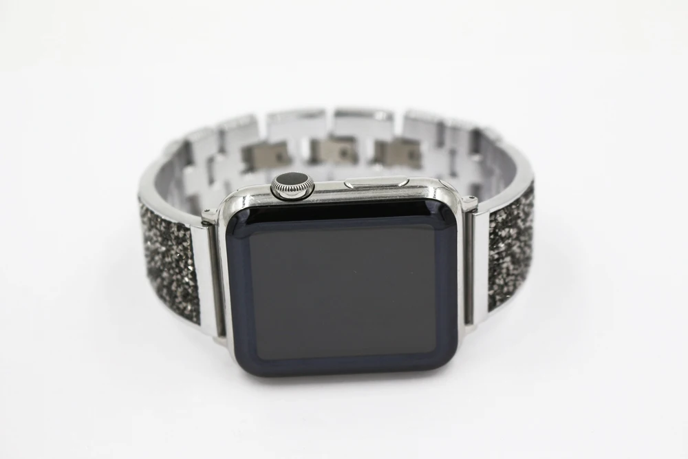 URVOI Блестящий ремешок для Apple Watch series 5 4 3 2 1 ремешок для iwatch роскошный блестящий циркониевый браслет современный дизайн