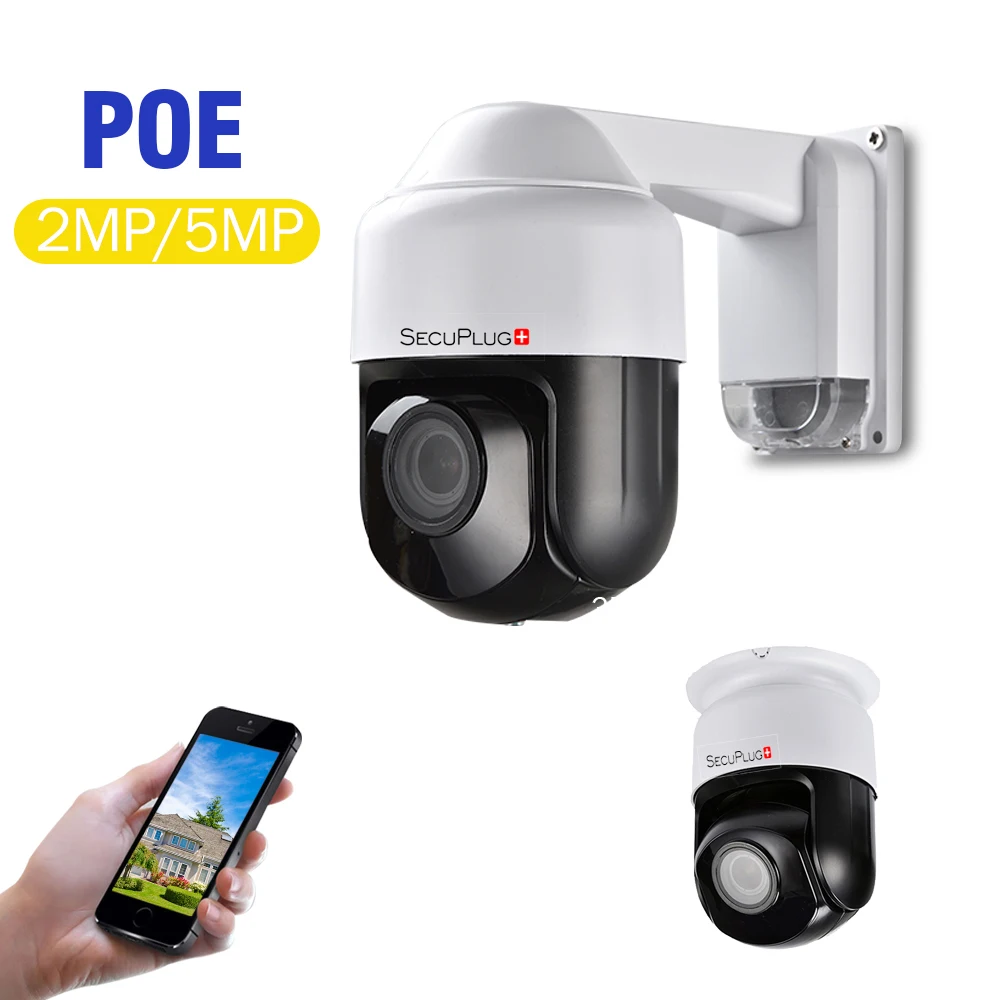 Безопасности " NINI/POE 5MP PTZ Камера 1080 P 2MP IP Камера функции панорамирования, наклона и 4X зум аудио микрофона ИК 60 м P2P просмотр телефона IP66 ONVIF H.265