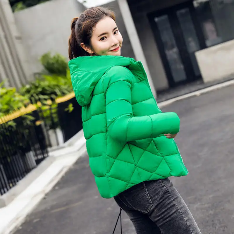 Autumn Winter Jacket Women Plus Size Parkas Thicken Outerwear Hooded Coats Short Slim Jacket Long Sleeve Ladies Tops Coats Q669