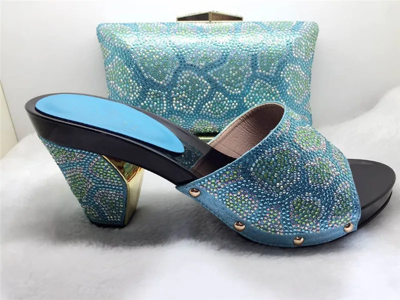 

High Heels Women Pumps Shoes Italian Matching Shoe And Bag Set With Rhinestones African Wedding Shoes With Bag Set TT16-32