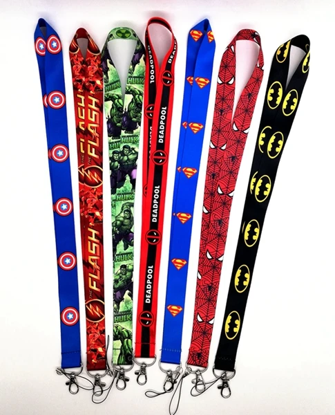 

50 pcs /Wholesale lot Cartoon batman superman hulk flash Necklace Strap Lanyards Cell Phone PDA Key ID Strap Charms L125