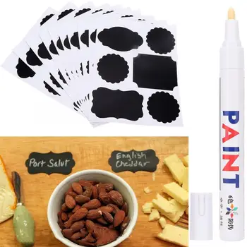 

10pcs Chalkboard Sticker Kitchen Spice Label Jam Jar Bottle Tags with Marker Pen a