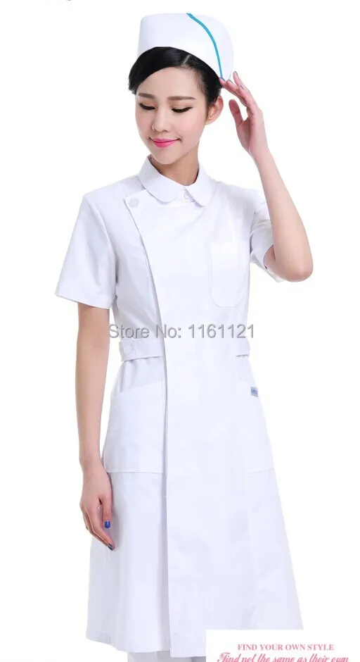 

2015 New Limited Women Woven Summer Women's Nurse Working Uniform for Work In Hospital, Lab Coat Long Gown Short Sleeve Color