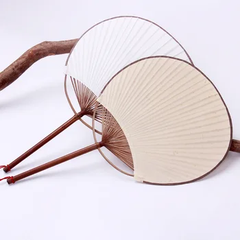 

50pcs/lot Japanese Style Round Craft Fans White Paddle Paper Hand Fan with Tassels Party Favors Gifts