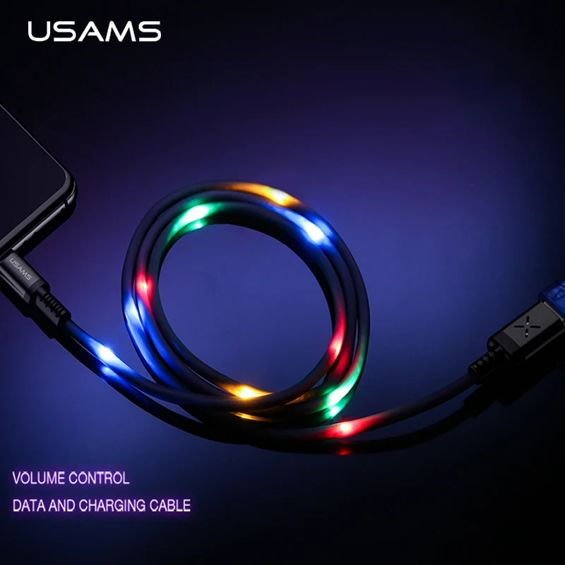 

Dancing Cable Micro usb cable LED Light Flash Cable,USAMS SR Data Sync 2A Fast Charging USB Cable for Samsung Huawei Xiaom micro