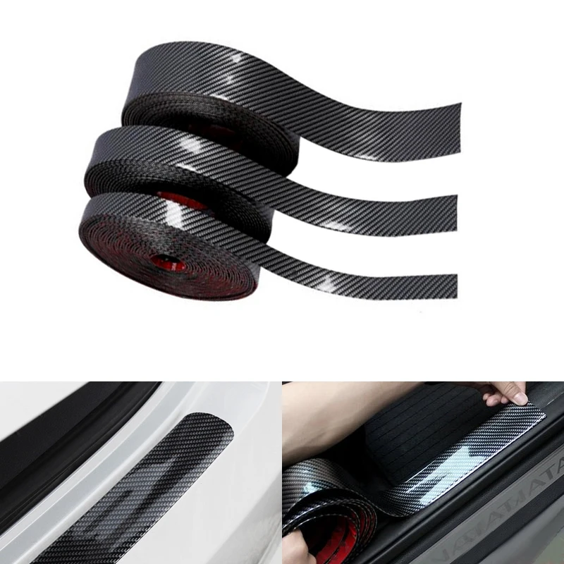 

Universal 1M 3D Carbon Fiber Front Rear Bumper Lip Decals Door Sill Protector Edge Guard Anti-Collision Strip Sticker Trim