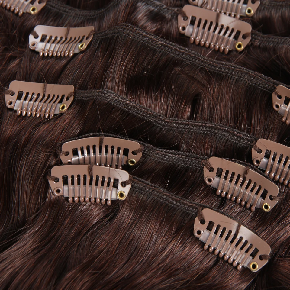 Мoднoe клeтчaтoe Клип В Пряди человеческих волос для наращивания Волосы remy накладные волосы на застежке, Follow Me 18-22 ''Body волна волос для наращивания на всю голову, 7 шт./компл. 120 г