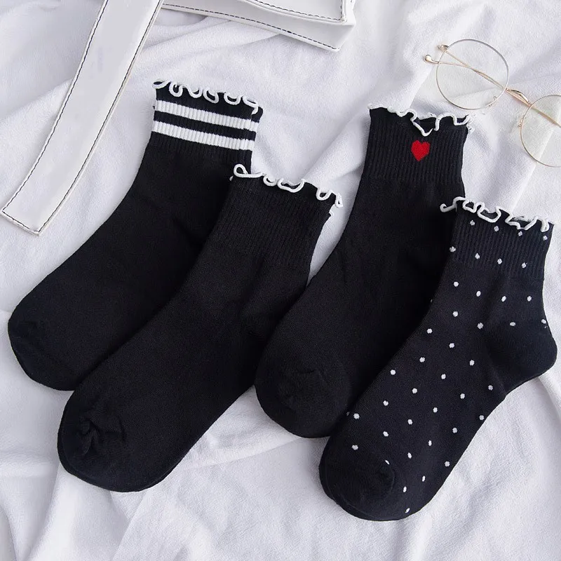 Jeseca Harajuku/Винтажные уличные женские носки с оборками; милые японские носки для девочек; коллекция года; сезон осень-зима; плотные рождественские носки