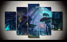 Moderne Décoratif Image Minuscule Monde Fantasy Art 5 Pièce Peinture Mur Art Enfants Chambre Décor Affiche Modulaire Image
