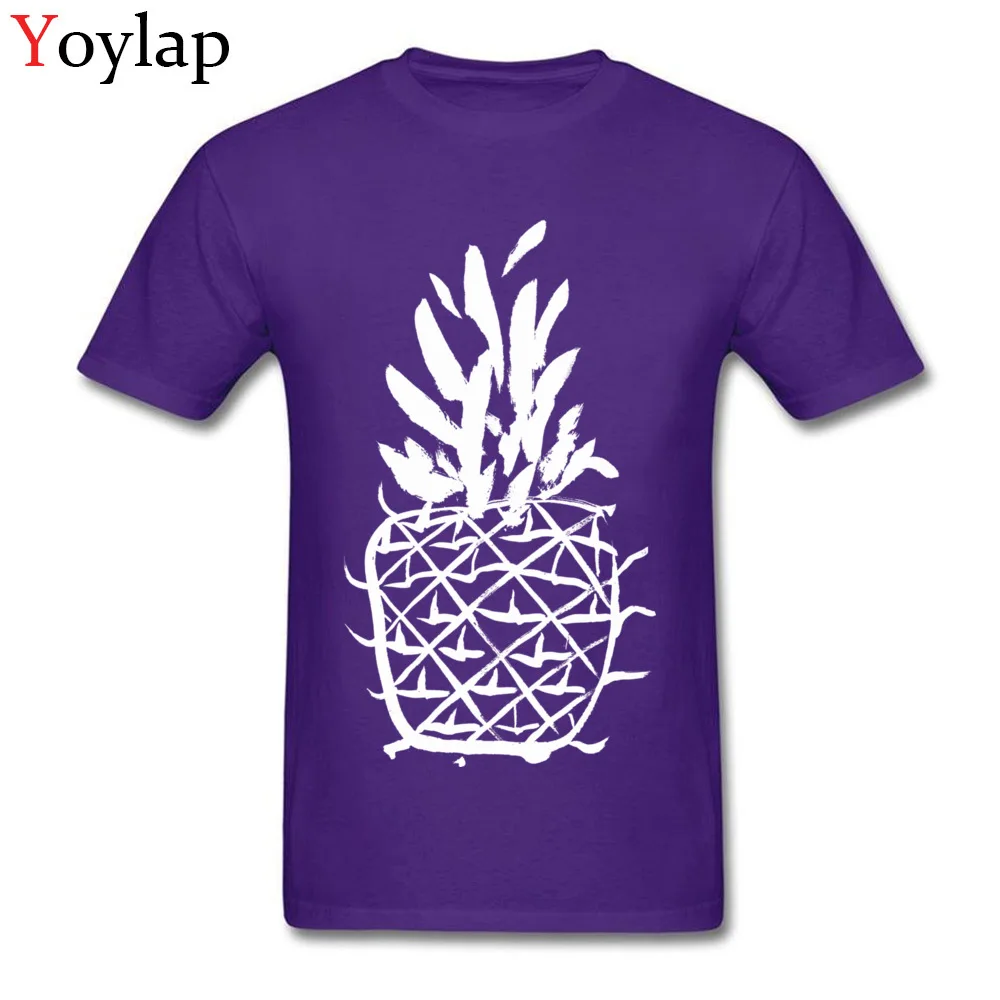 Hot Sale Casual Tops Tees Standing pineapple Fall Short Sleeve 100% Cotton Round Collar Mens T Shirt Casual Tee-Shirts purple