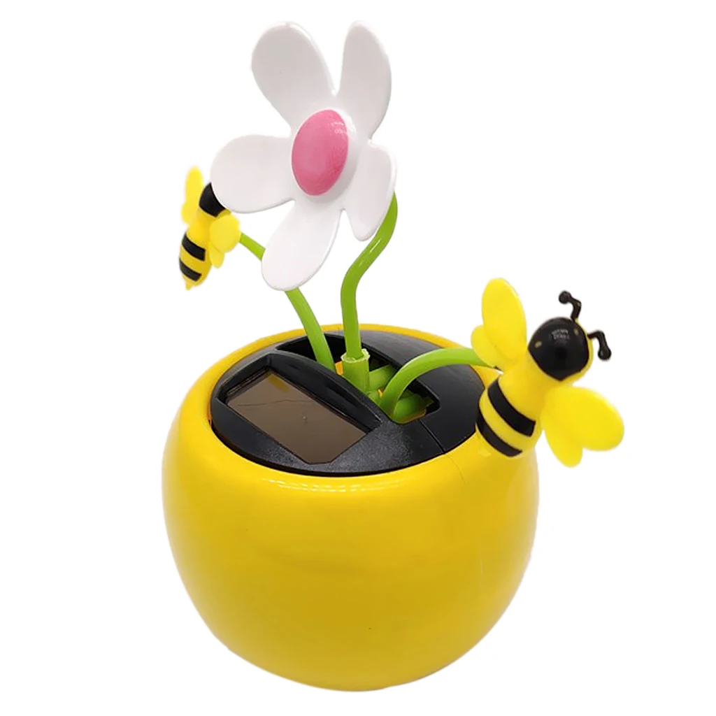Bee Yellow Base Toygogo Swing Plant Doll Solar Powered Flowerpot Insect Model Kids Toy Home Decor 