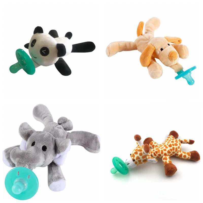 Baby Animal Pacifier Toys Giraffe/Panda/Dog/Elephant Silicone Pacifier
