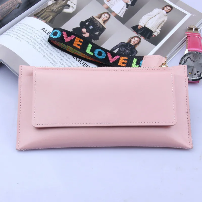 Длинный кошелек для женщин, модный кошелек для монет, держатель для карт, высококачественный клатч, сумка для телефона, органайзер из искусственной кожи, однотонный красный - Цвет: Розовый
