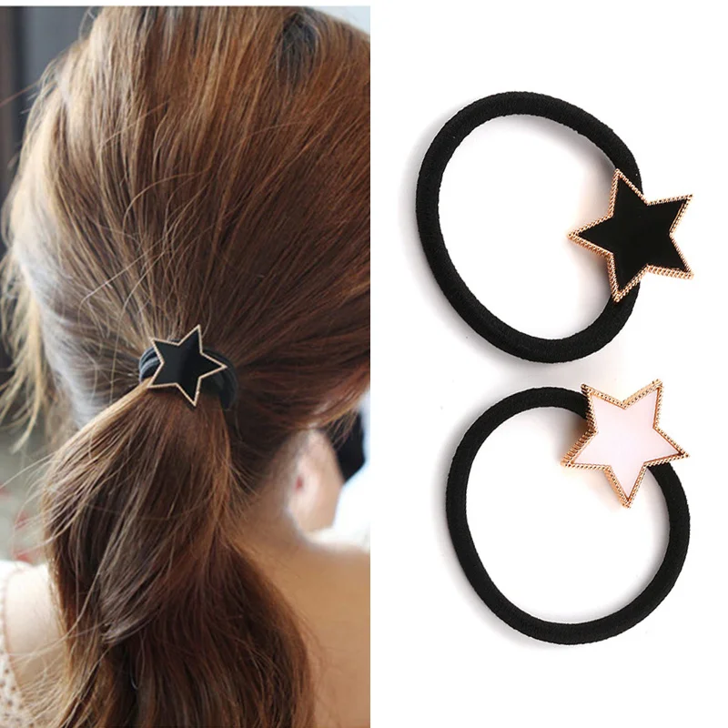 4pcs/lot Fashion Star Gold Plated Hair Holders Elastics Hair Bands