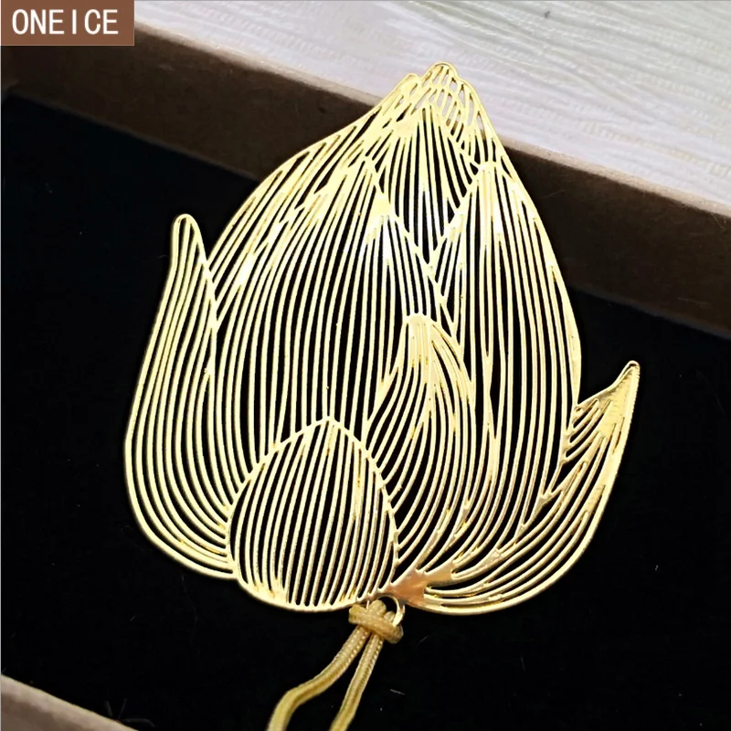 

Pure copper gold-plated bookmarked gold metal lotus Chinese knot tassel Wedding gift children learning gift bookmark