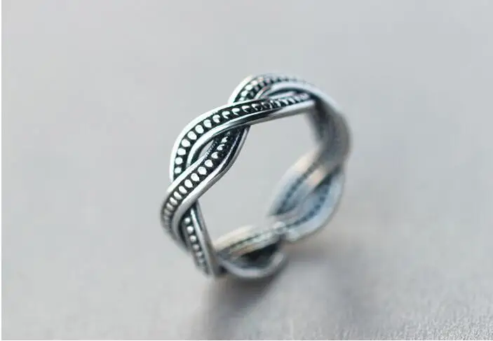 Ретро Изысканный Простой личности 925 пробы серебряные ювелирные изделия твист тайский серебряный хвост женский открытие кольцо SR251