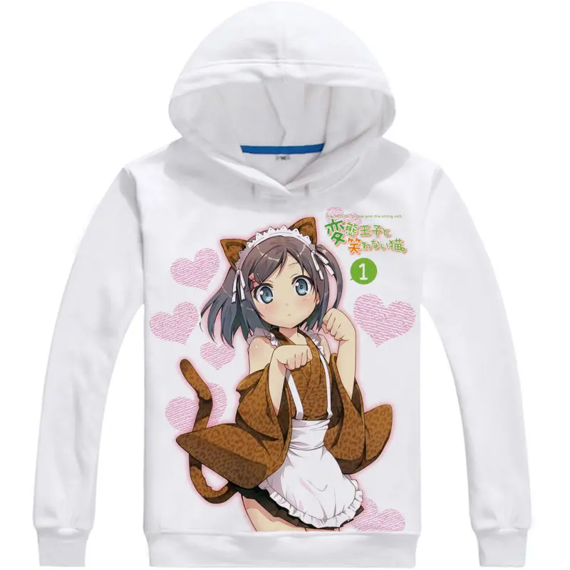 

Hentai Ouji To Warawanai Neko Hoodie Anime Tsutsukakushi tsukiko Cosplay white hoodies Cute Sweatshirts Japanese Cartoon Fans
