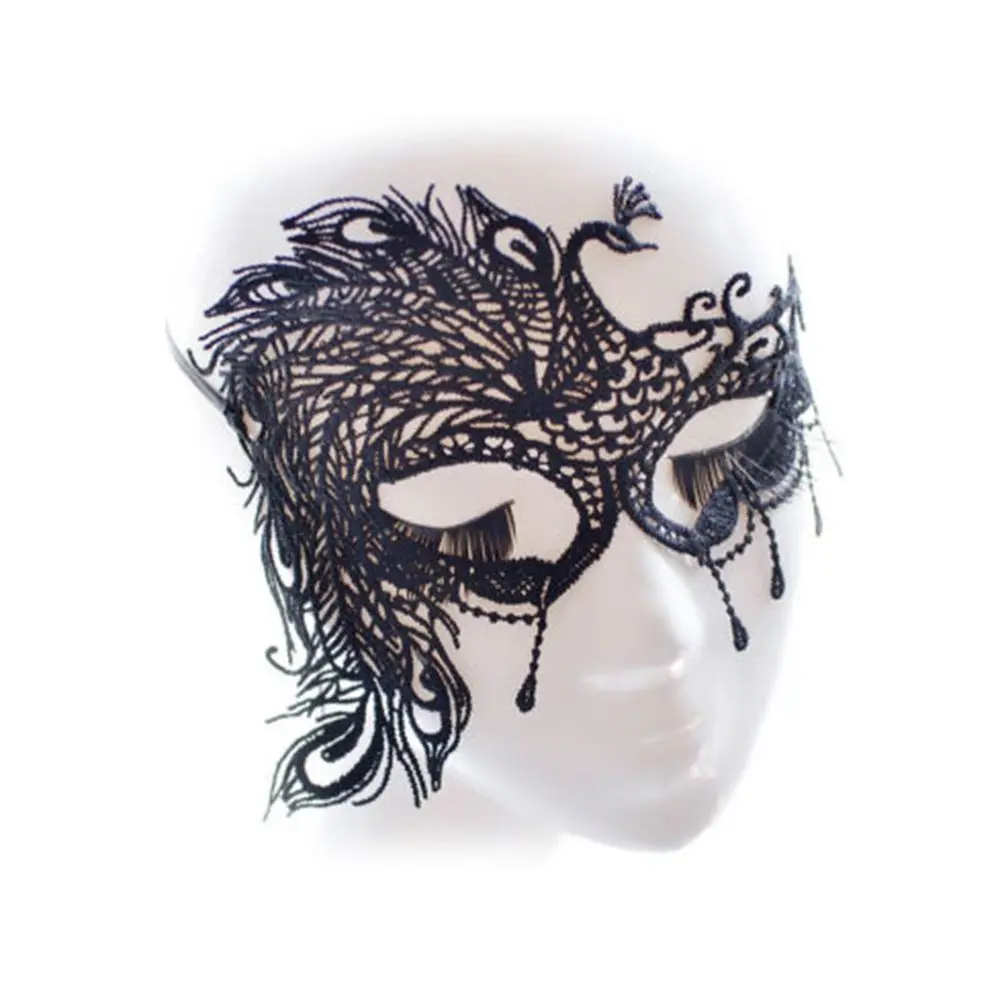 Павлин Викторианский Венецианский маскарадный черный кружевной элегантный маска на глаза костюм