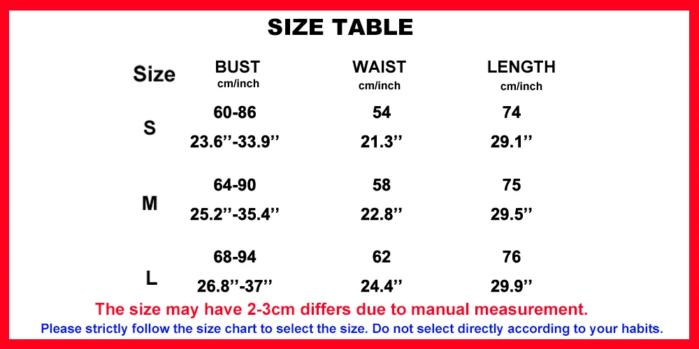 size table