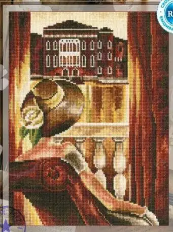 

Gold Collection Counted Cross Stitch Kit Room With A View Venice Coffee Time Window Landscape Leisure Time rto