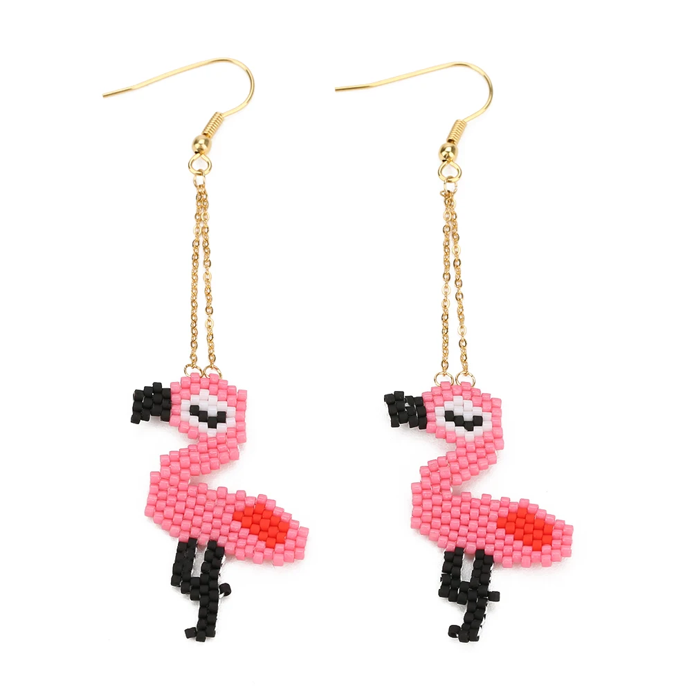 

Love Symbol Flamingo Jewelry Sets Pink Flamingo Earrings for Women brincos Bijoux Pendientes Mujeres Vivid Birds Party Necklace